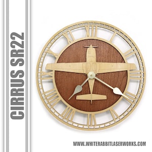 Cirrus SR22 Wooden Wall Clock, Aircraft Gift, Airplane Gift, Aviation Gift, Pilot Gift, Wood Clock