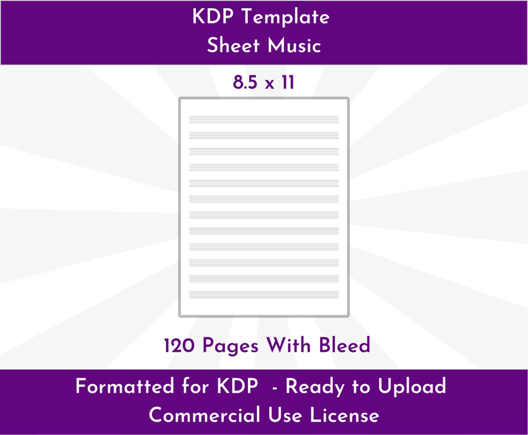 Approved KDP Sheet Music Paper Template 120 Pages PDF Digital Download