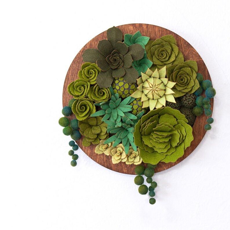 Faux Hanging Plant Arrangement for Wall Art, Fabric Succulent Artwork