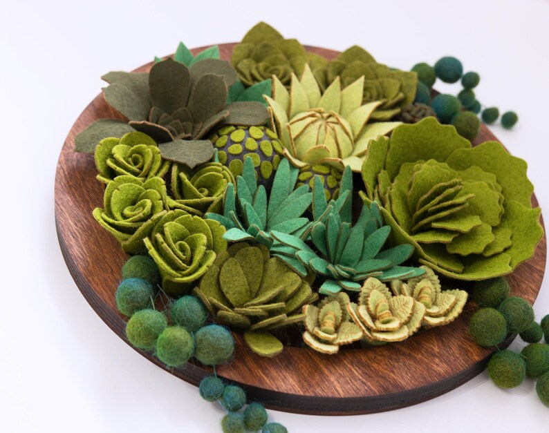 Faux Hanging Plant Arrangement for Wall Art, Fabric Succulent Artwork