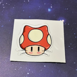 KraftpilzKatzen Aufkleber - Mario, Videospiel, Nintendo, Pilz, Kawaii, Cute, Cat, rot, Nerdy, Kraftpilz, Super Mario, Stern
