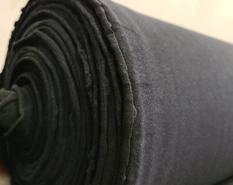Yarn dyed Jet Black Cotton Lycra 10oz eco-friendly - by the yard -