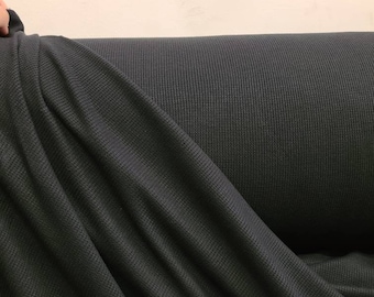 Rayon spandex waffle weave thermal "Black" by the yard