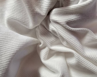 Twill weave Cotton jersey knit "White" -by the yard-