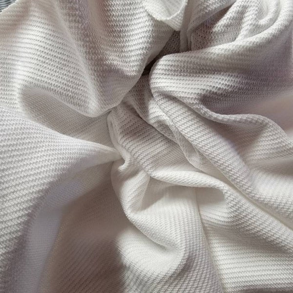 100% Cotton Pique knit "White" -by the yard-