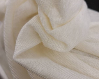 Recycled Cotton / Lyocell Off-white 4 way stretch "Linen look" knit - by the yard-