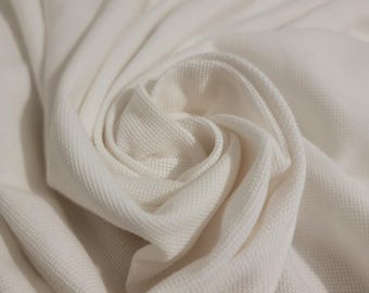 100% Organic Cotton Pique Jersey 14oz knit T-shirt weight "Off-white" -by the yard-