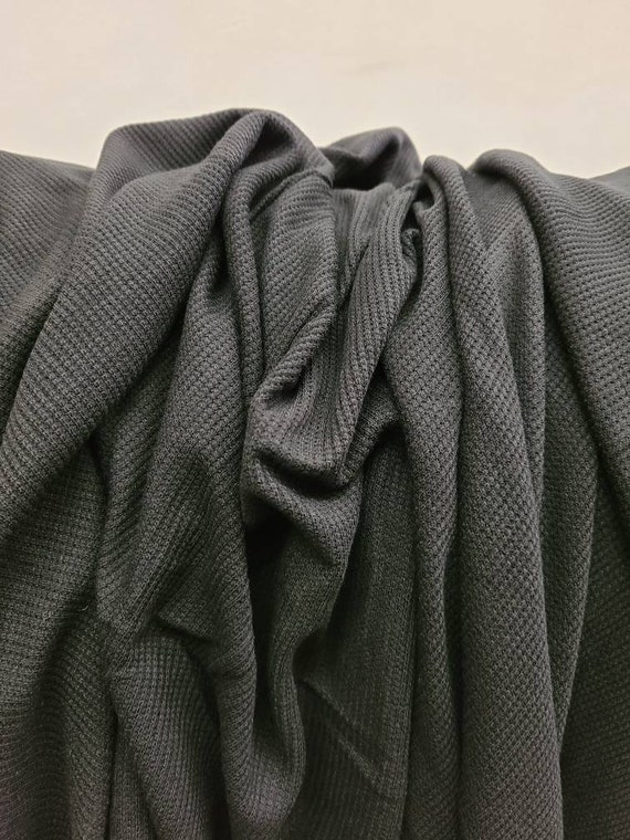 Rayon spandex waffle weave thermal Navywhite stripe