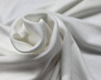 Ultra-Soft White Heavy Siro Modal 4-Way Stretch Rib Knit – by the yard -