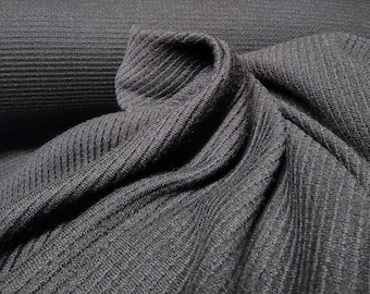 Tencel spandex Jet-Black "flat back waffle" Thermal - by the yard -