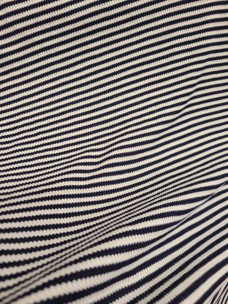 Rayon spandex waffle weave thermal Navywhite stripe