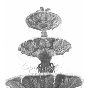 Pensacola Square Fountain Graphite - Print