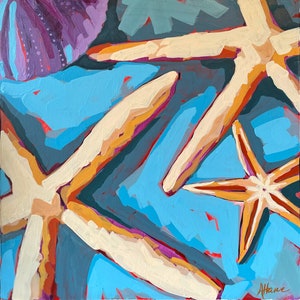 Zeester: origineel acrylschilderij 12 x 12 inch