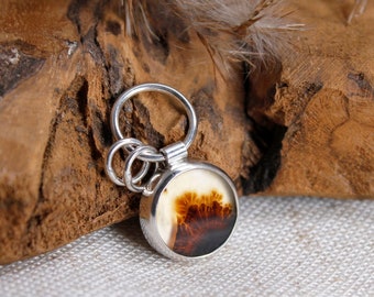 Minimalist dendritic agate pendant, handcrafted in sterling silver