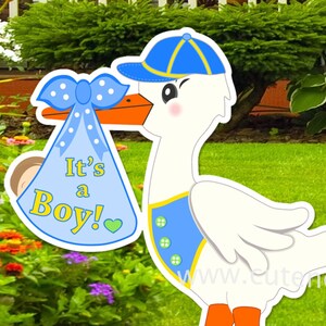Its a Boy Girl Stork Yard Sign Baby Lawn Announcement Newborn Decoration Welcome Home Baby New Birth Arrival Baby Shower Banner, 4ft Tall