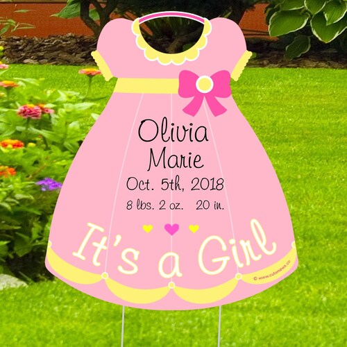 Its A Girl Yard Sign / Baby Announcement Door Signs Custom Etsy
