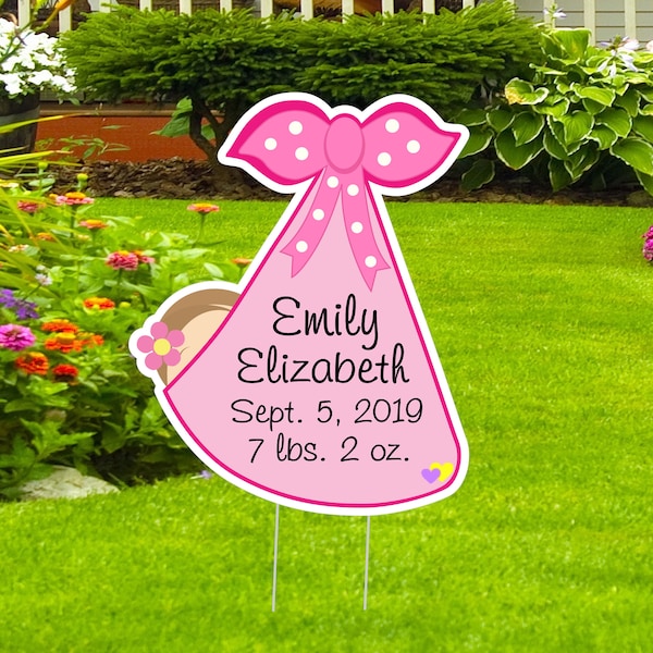 Its a Girl / Boy Lawn Decoration, Stork Bundle Yard Sign, Baby Announcement Banner, Welcome Home Decor, Birth Stats Art, Gifts for Newborn