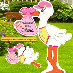 New Baby Yard Sign Its a Girl Stork Sign Welcome Home Baby Boy Sign Newborn Arrival Sign Personalized Birth Announcement Gift Hospital Signs