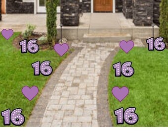 Happy Sweet 16 Birthday Yard Signs Sixteen Banner Birthday Outdoor Party Decoration Sweet 16 Gift for Her Birthday Lawn Cards with Stakes
