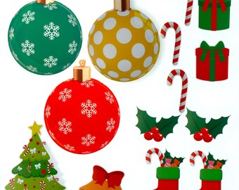 Christmas Cheer Decoration Kit - Set of 14 Holiday Decor for Indoor & Outdoor Festivities