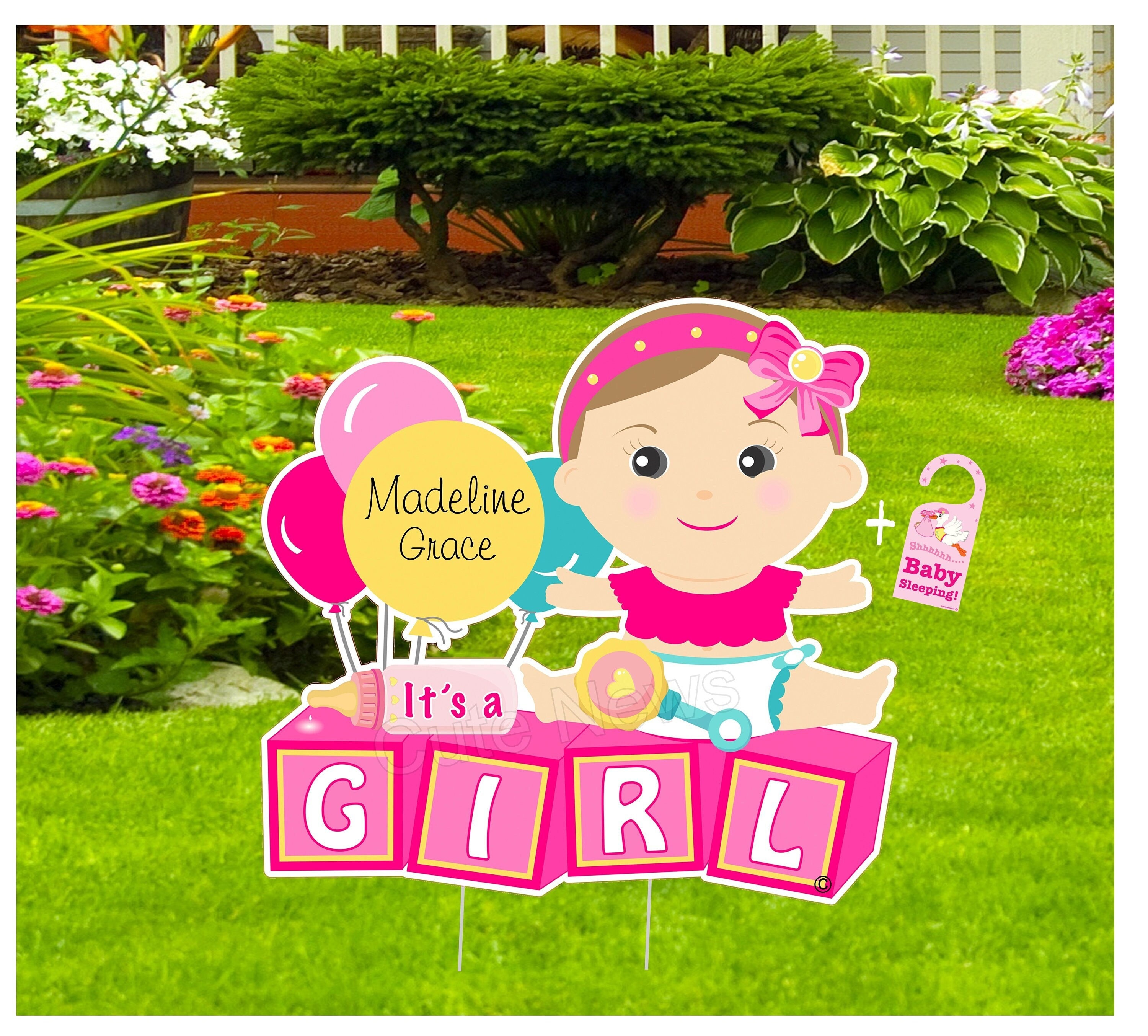 Baby Yard Sign Announcement Decor It's a Girl Lawn Etsy