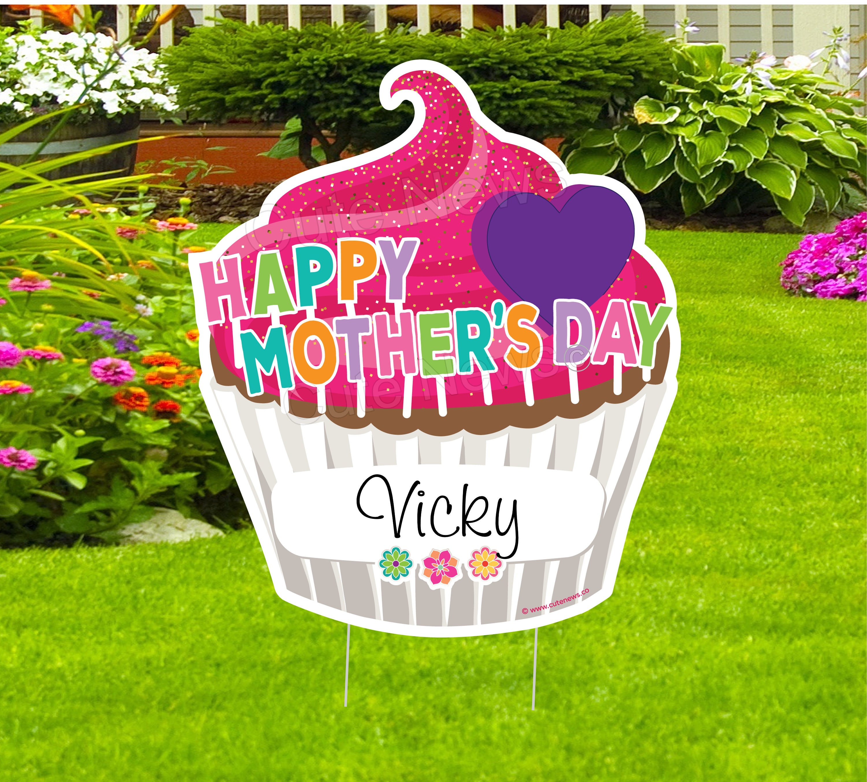 Happy Mother's Day Cupcake Yard Sign Outdoor Lawn Etsy