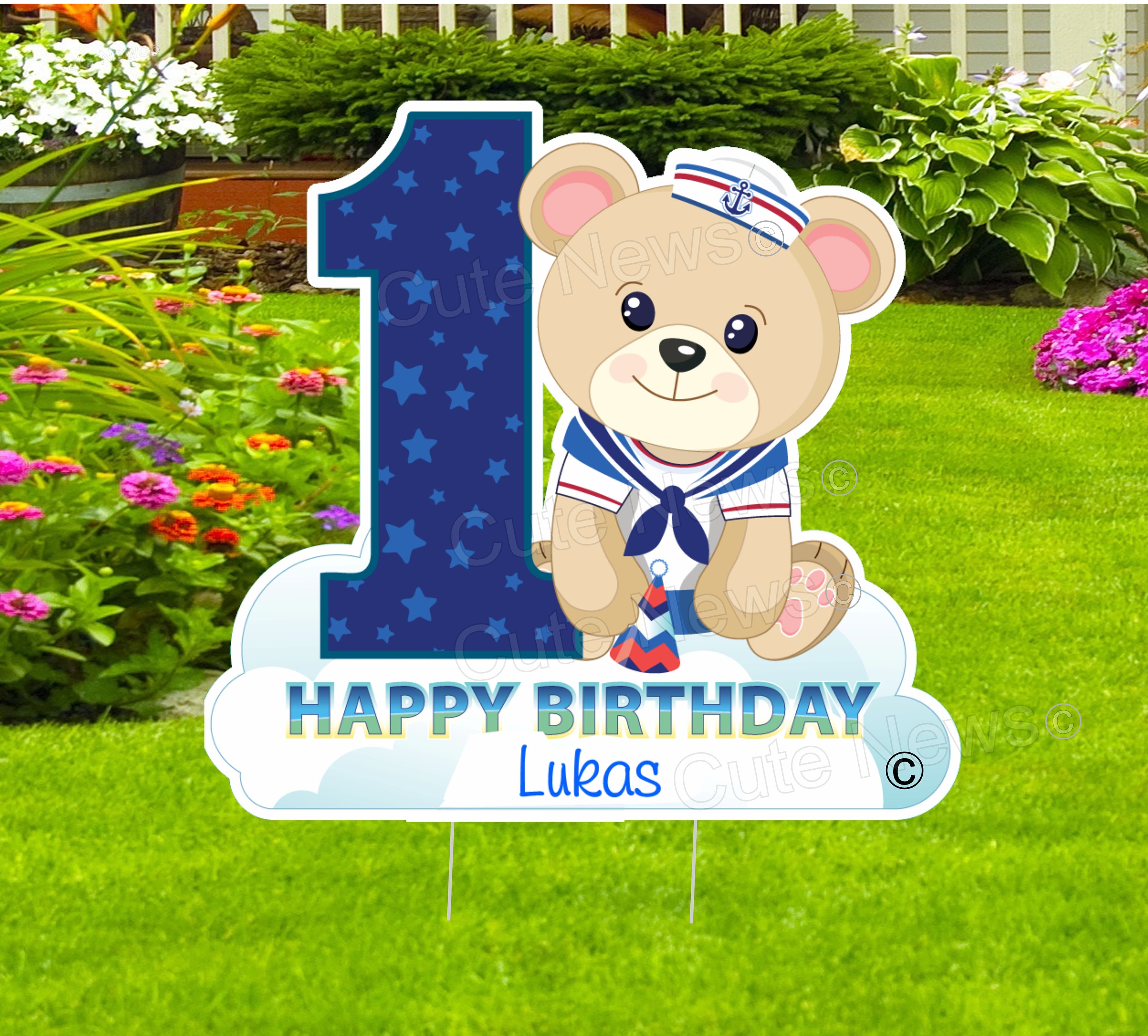 1st Birthday Yard Sign Blue 1st Birthday Yard Sign Blue
