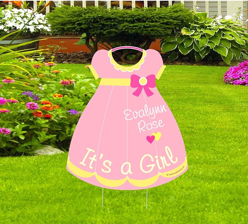 Pink Outdoor Stork Decoration Welcome Newborn It/'s a Girl Custom Yard Sign or New Baby Door Hanger Personalized Lawn Birth Announcement