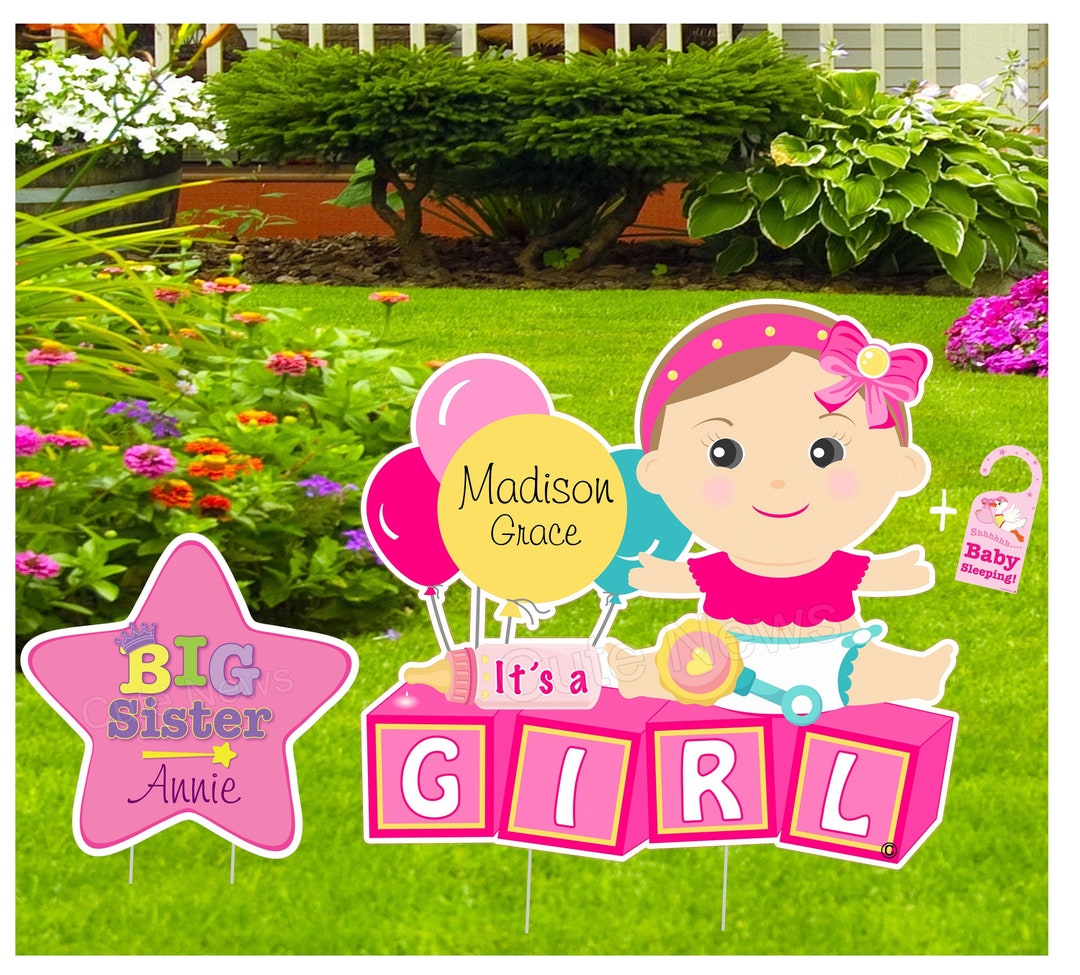 Its a Girl Yard Sign, Baby Shower Decoration, Newborn Yard Decor