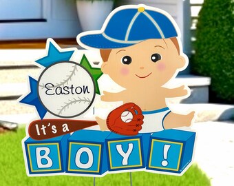 Baby Boy Yard Sign Baseball Theme Newborn Announcement Birth Arrival Lawn Decor Idea Welcome Home Baby Outdoor Decoration Baby Shower Gift