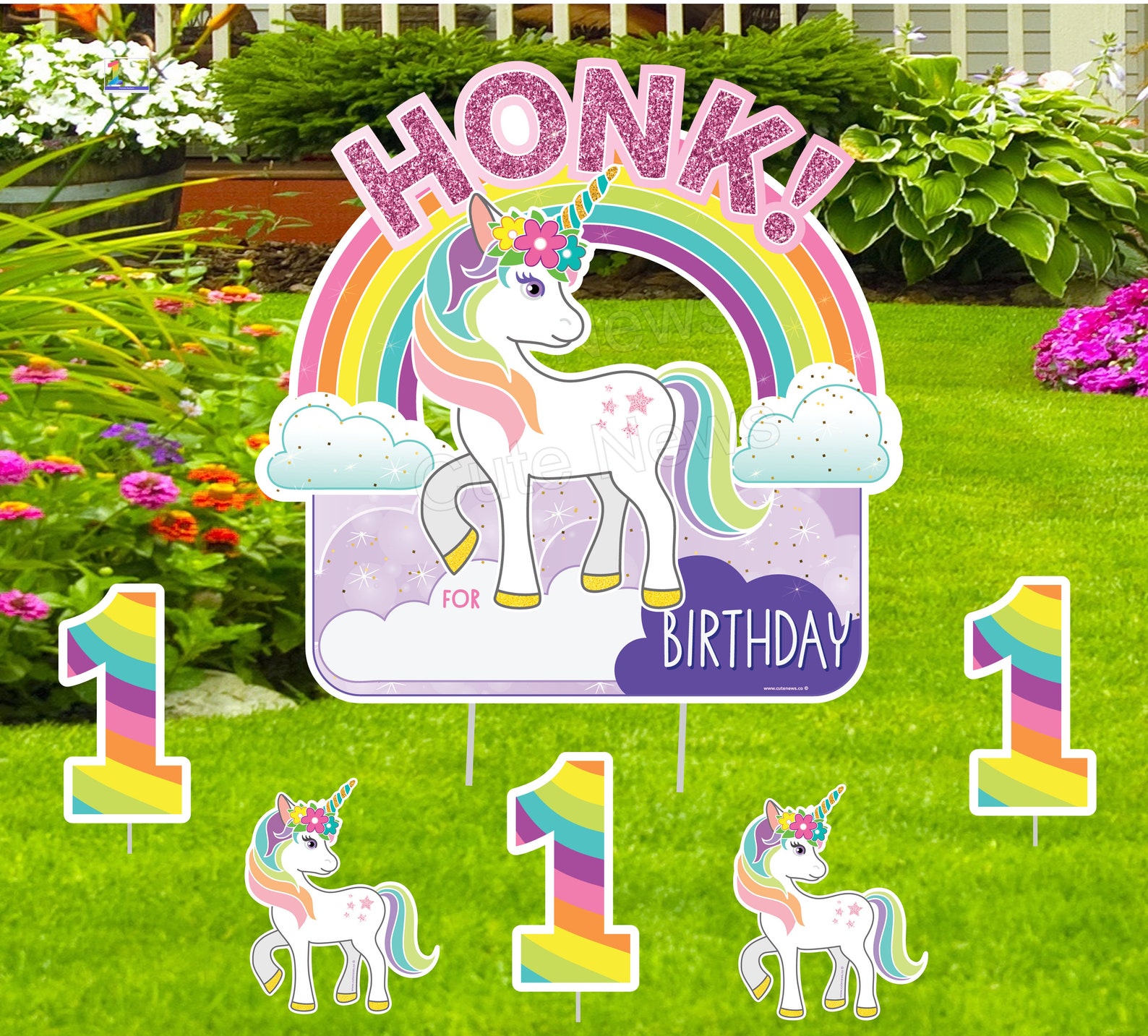 1st Birthday Unicorn Yard Sign with Custom Rainbow Age Kit Etsy