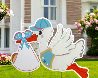 Personalized Stork Yard Sign: Welcome Home Baby Announcement Decor, Baby Shower Banner, Gender Neutral Decoration with Metal Stakes