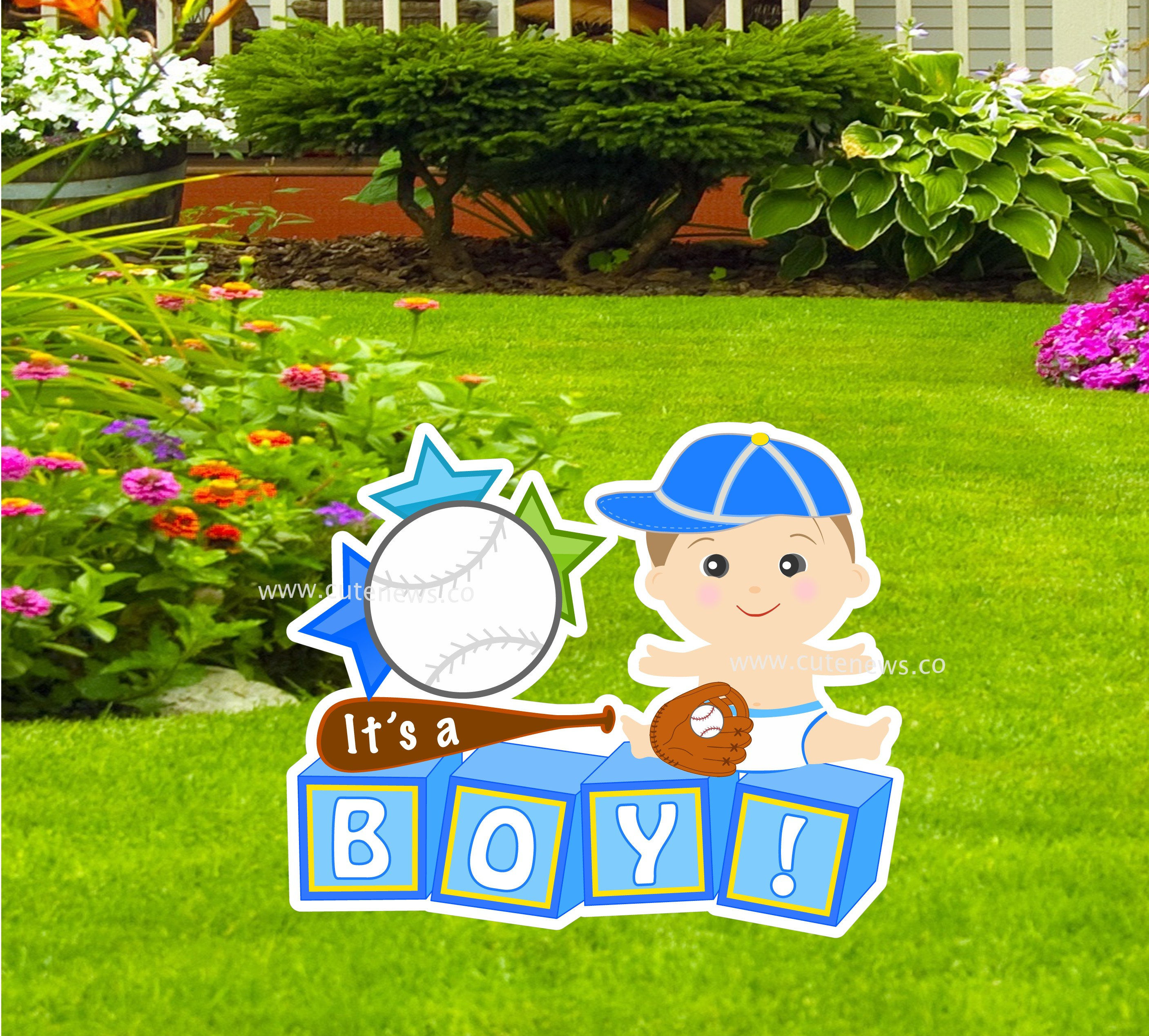 New Baby Boy Yard Sign Home New Baby Sign Etsy