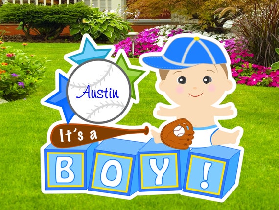 Its A Boy Baby Yard Sign Baseball Birth Announcement Custom Etsy