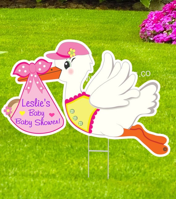 Baby Shower Yard Stork Sign Baby Shower Outdoor Party Sign Etsy
