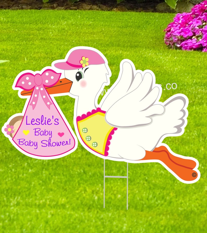 Yard Sign Outdoor Baby Shower Stork Shower Party Sign Custom Etsy