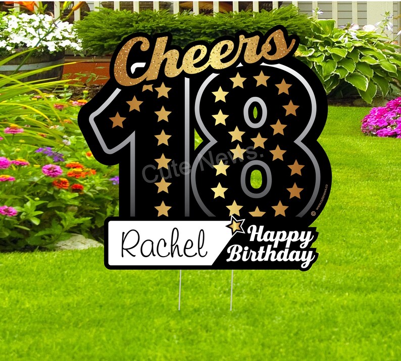 Happy 18th Birthday Sign Decor Eighteen Birthday Party Yard | Etsy