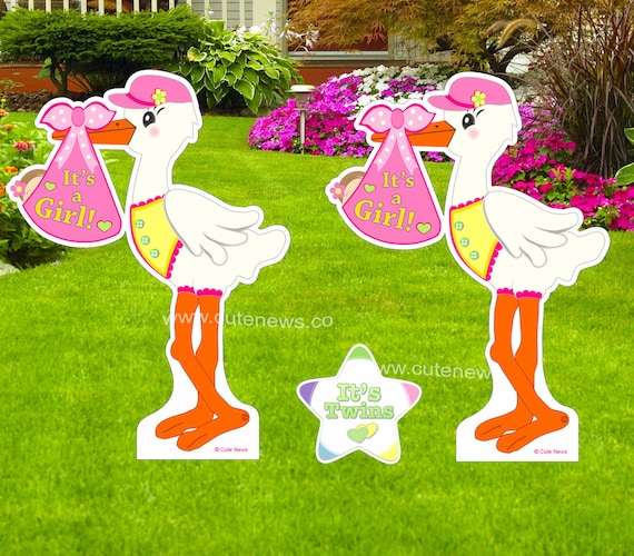 lawn stork baby announcement