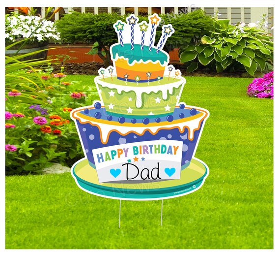 Happy Birthday Dad Cake Yard Sign Personalized Name Lawn Etsy Happy Birthday Dad Cake Yard Sign Personalized Name Lawn Etsy