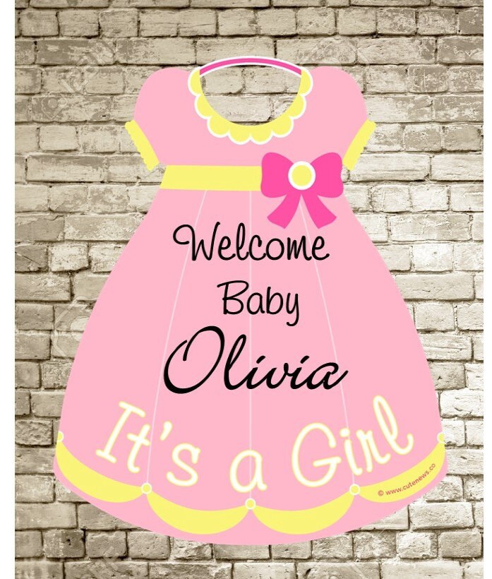 Home New Baby Girl Door Hanger Sign Personalized Etsy