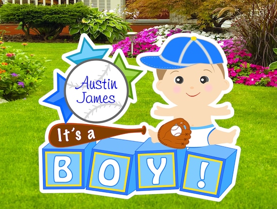Its A Boy Baby Yard Sign Baseball Birth Announcement Custom Etsy