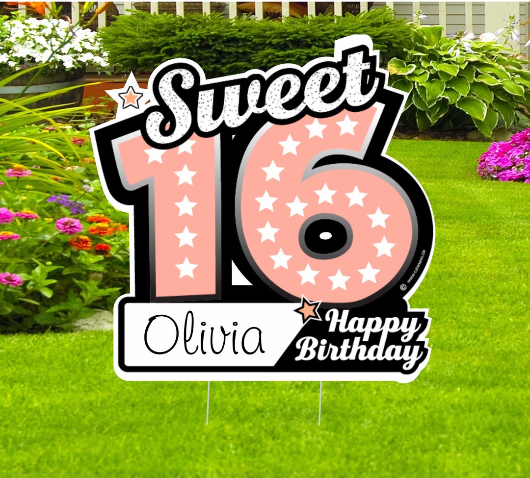 16th Birthday Yard Signs Happy Sweet Sixteen Art Party Lawn 