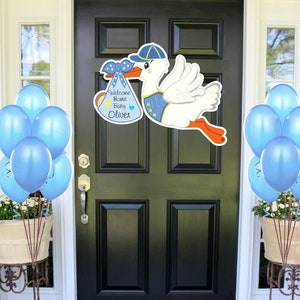 Welcome Home Baby Door Sign, Hospital Door Hanger, Stork Decoration, Its a Boy Announcement, Shower Decor, Newborn Girl Wreath, Custom Gift