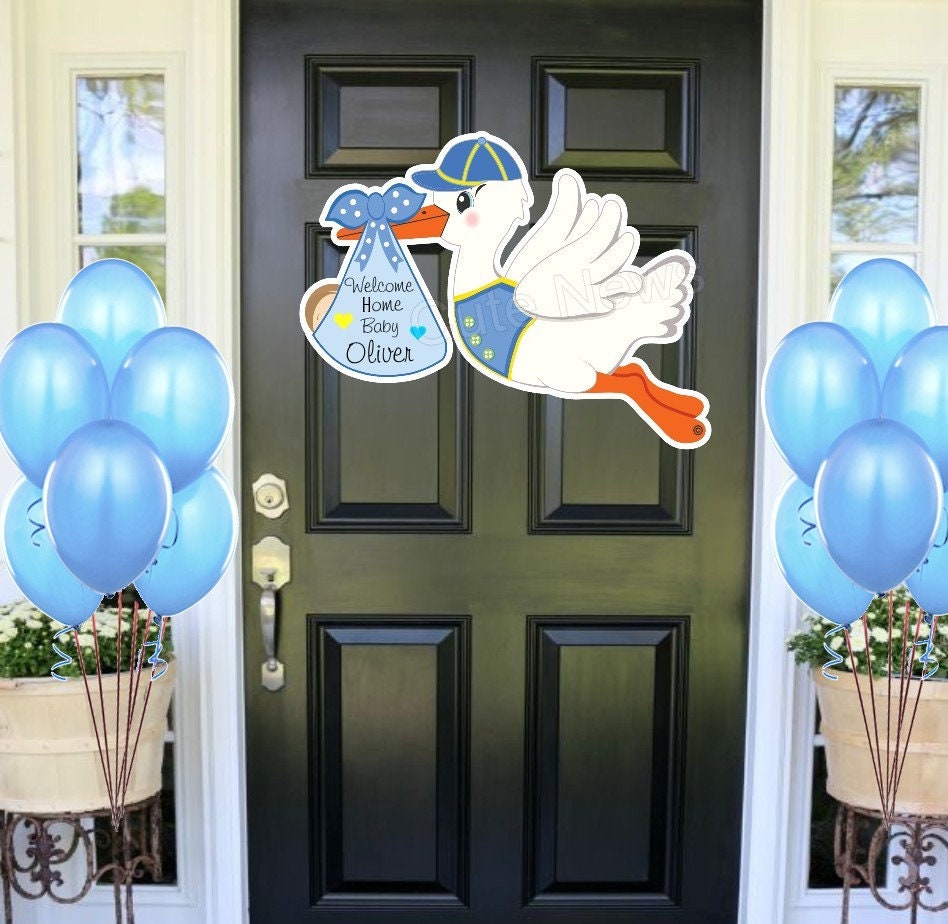 Welcome Home Baby Door Sign Hospital Door Hanger Stork - Etsy