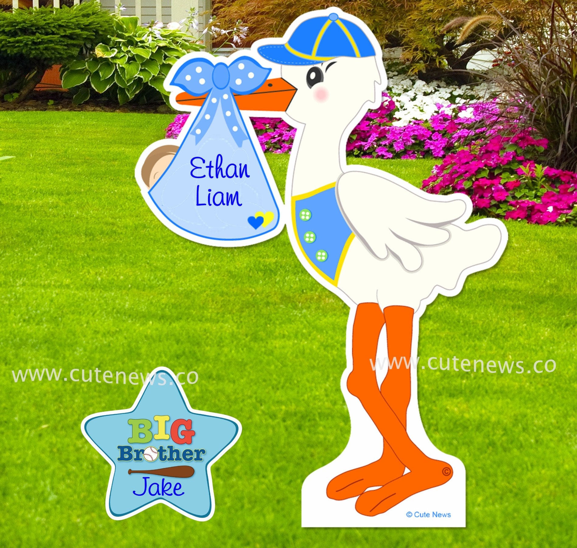 New Baby Boy Yard Sign Kit Custom Newborn Stork Custom Birth Etsy