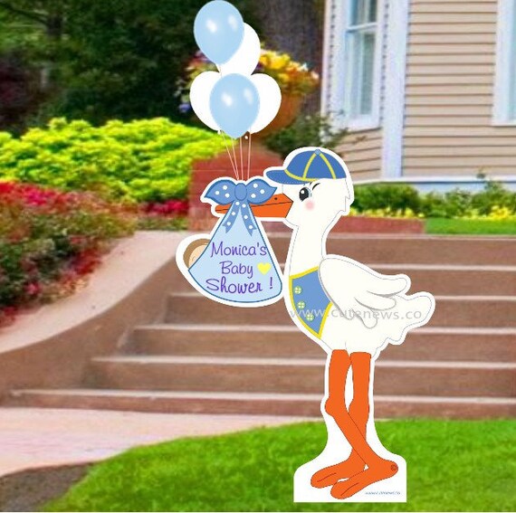 Baby Shower Yard Stork Sign Custom Newborn Lawn Decoration Etsy