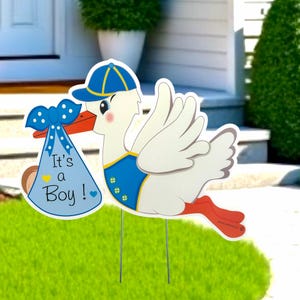 Cartello Da Giardino Outdoor It's A Boy – Cicogna Per Annuncio Nascita – 76x58 Cm – Resistente Alle Intemperie – Blu