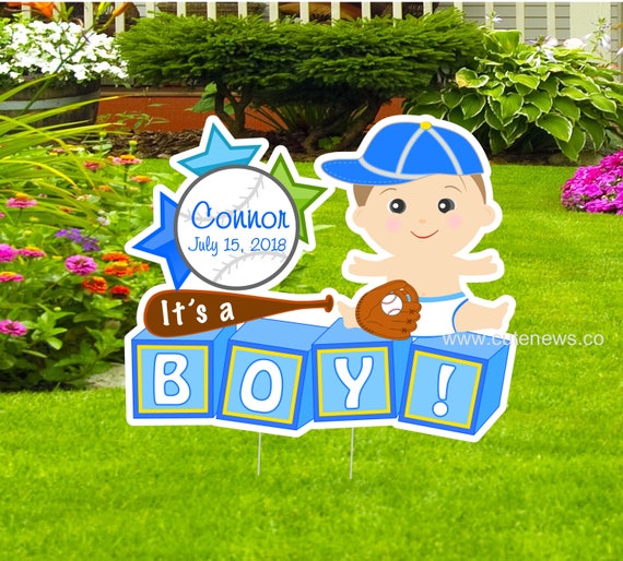 Baby Boy Sign Personalized Baby Baseball Yard Art Custom Etsy
