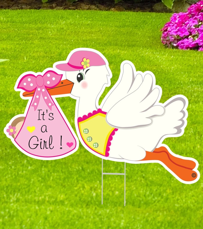 Its a Girl Yard Stork Sign Home Baby Lawn Art Etsy