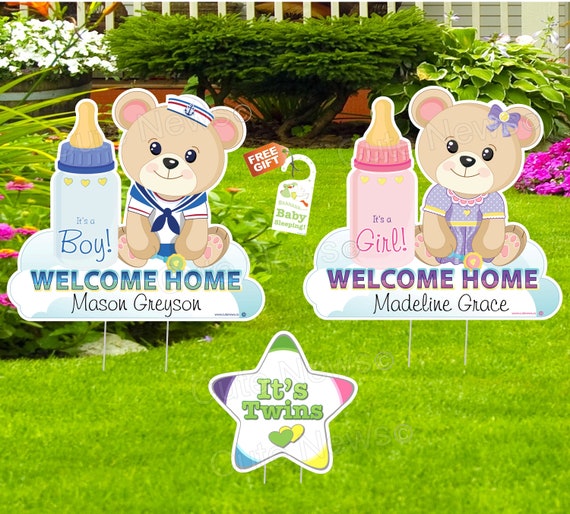 Illustration, banner, design or card with the Welcome Twins